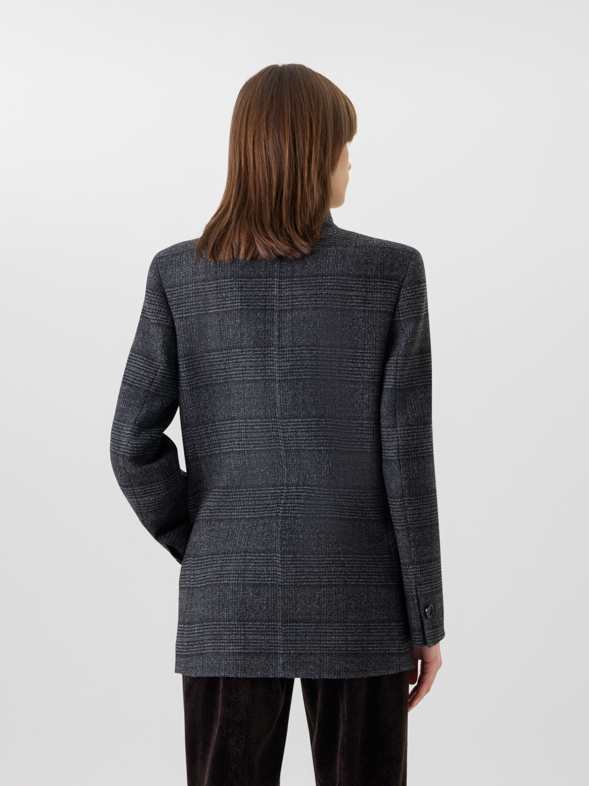 Designer Cardigan Jacket in Prince of Wales Wool Double-Face - grey - multicolor - black 