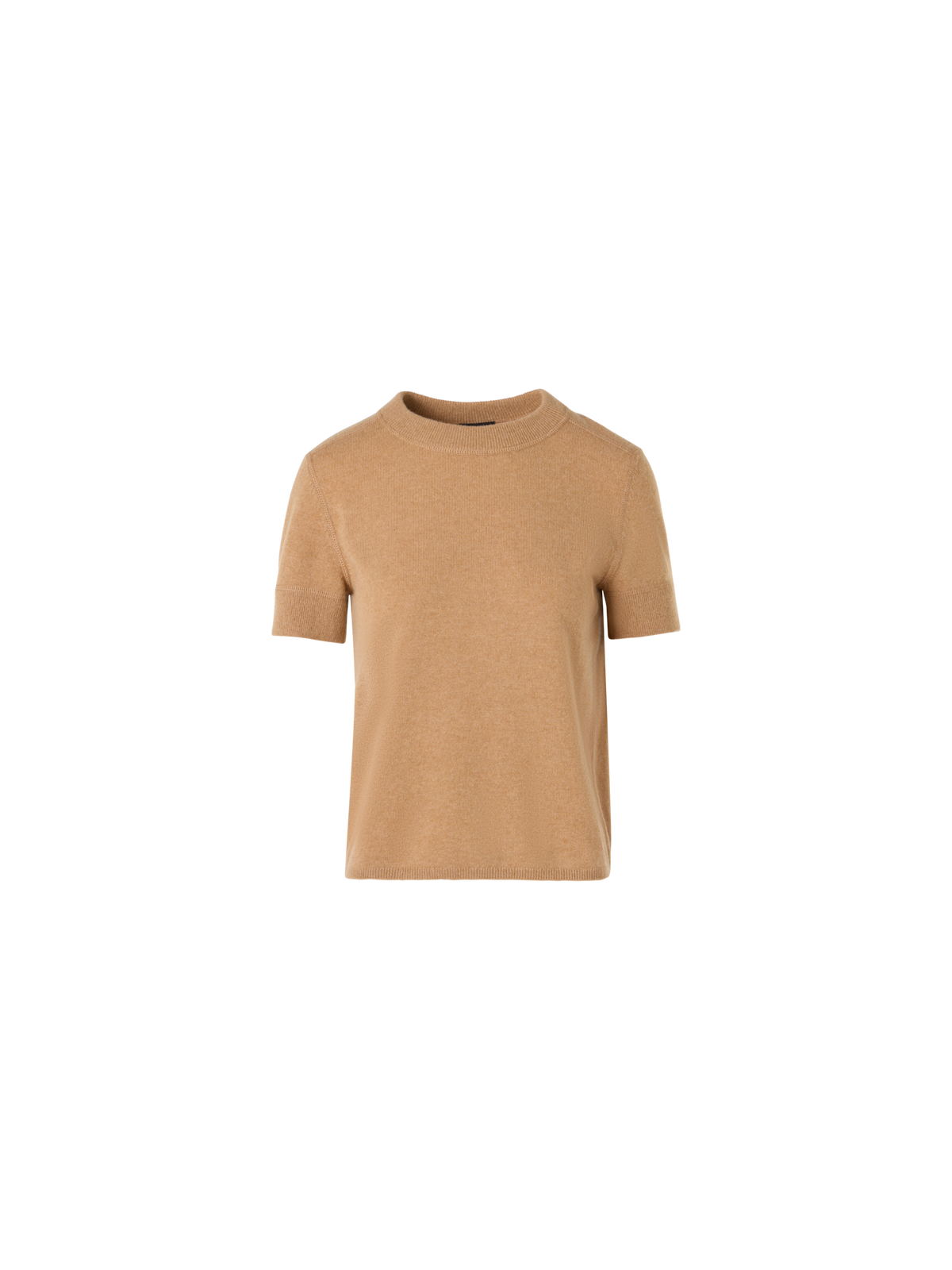 Designer Short-Sleeve Cashmere Knit Sweater - brown