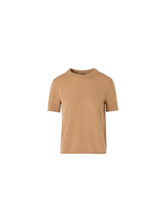 Designer Short-Sleeve Cashmere Knit Sweater - brown