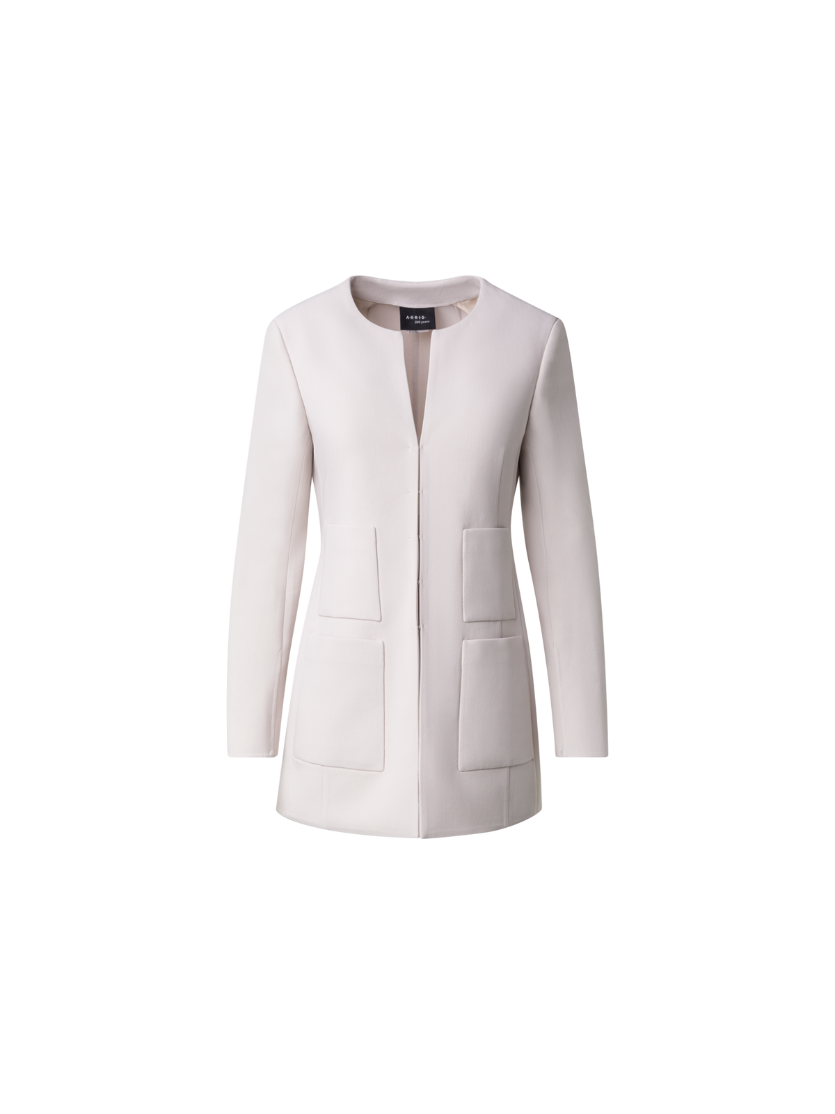 Designer Wool Stretch Double-Face Long Jacket - beige