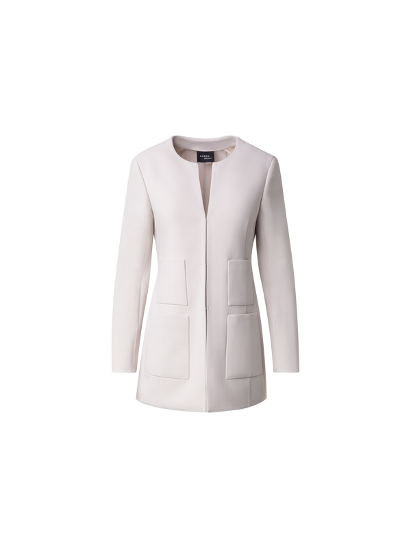 Designer Wool Stretch Double-Face Long Jacket - beige