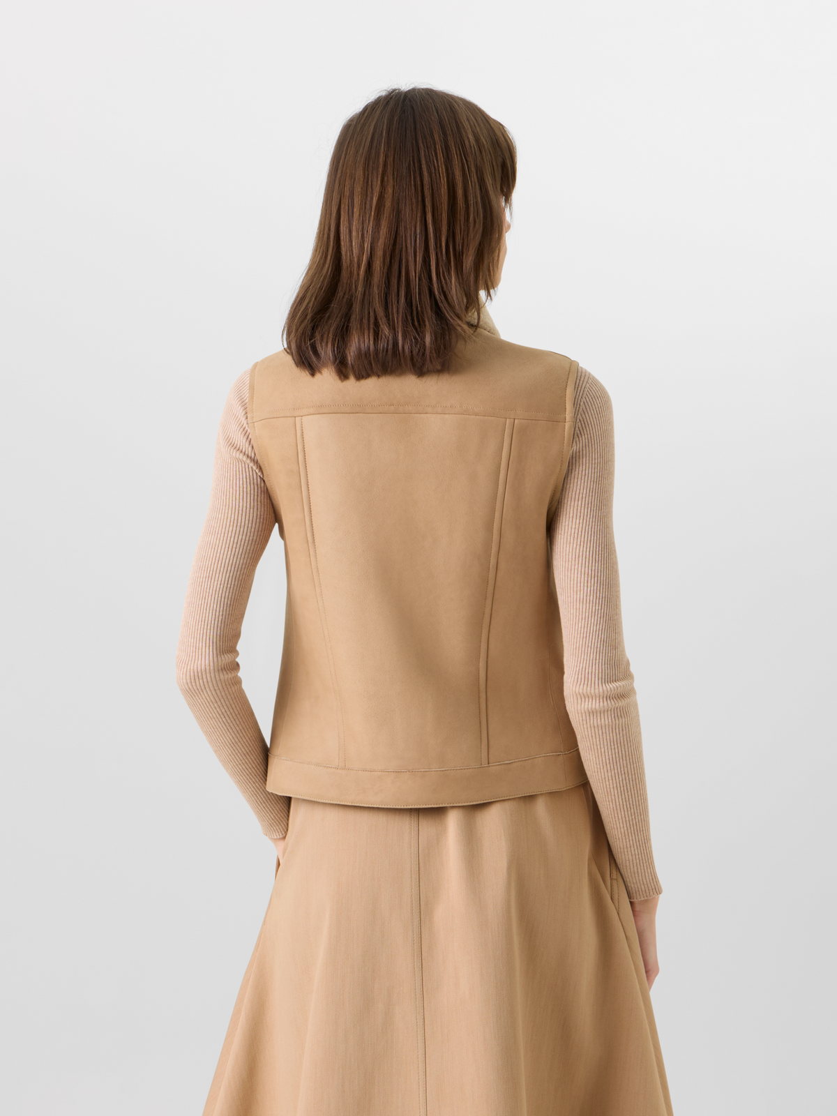 Designer Mika Shearling Gilet with Fur Collar - beige #editorial
