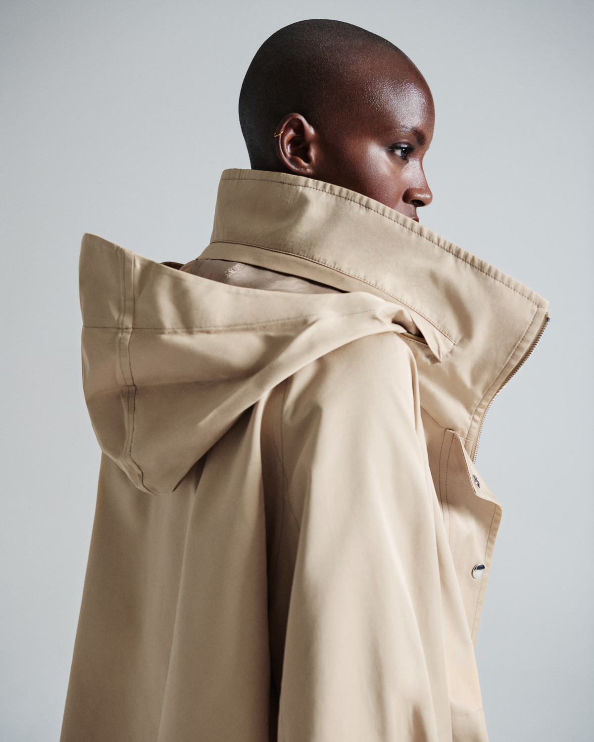 Designer Oversized Water-Resistant Silk Parka - neutral - pastel - beige #editorial
