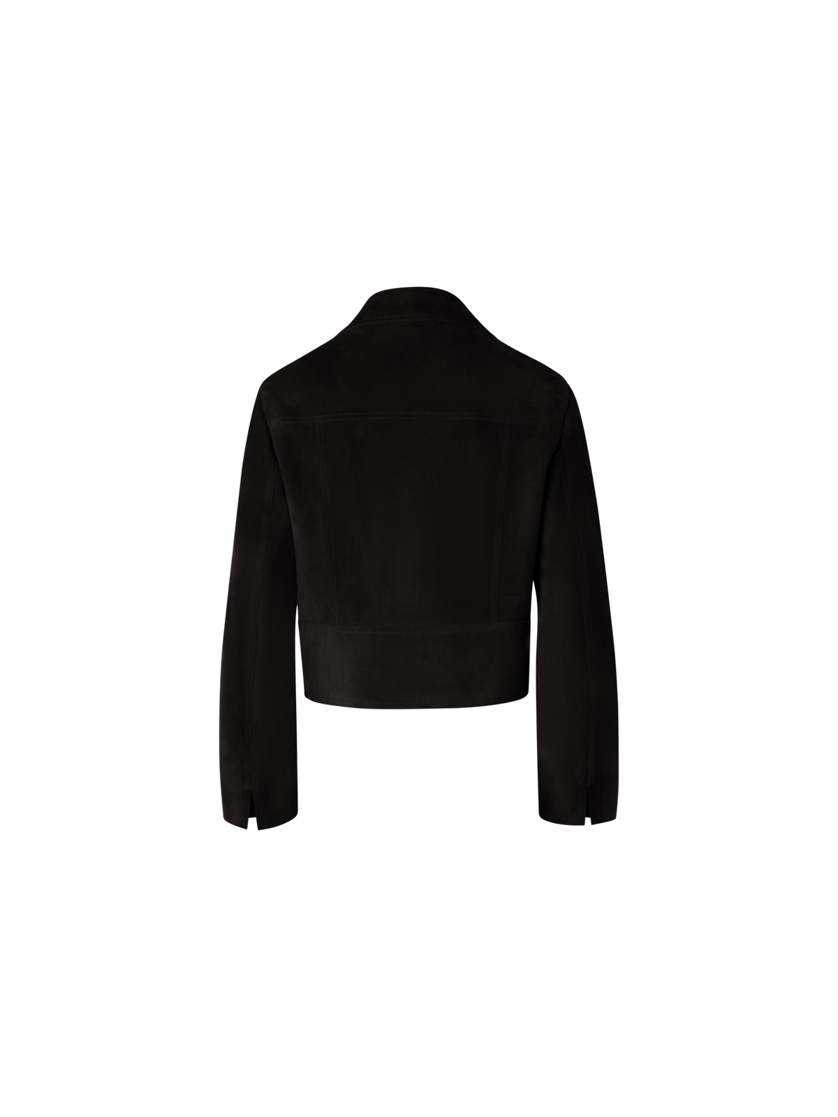 Designer Bracelet-Sleeve Suede Leather Short Jacket - black
