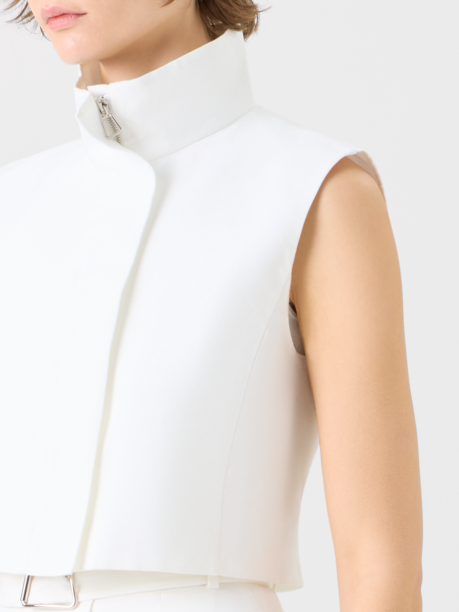 Designer Hester Structured Short Cotton Double-Face Gilet - ecru