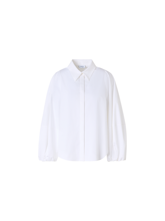 Designer Boxy Washed Cotton Satin Shirt Blouse - ecru