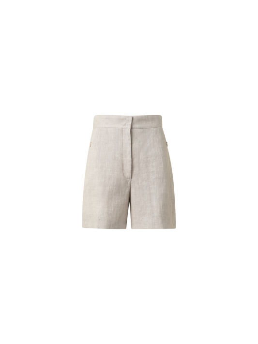 Designer Washed Raw Linen Shorts - neutral - pastel - beige