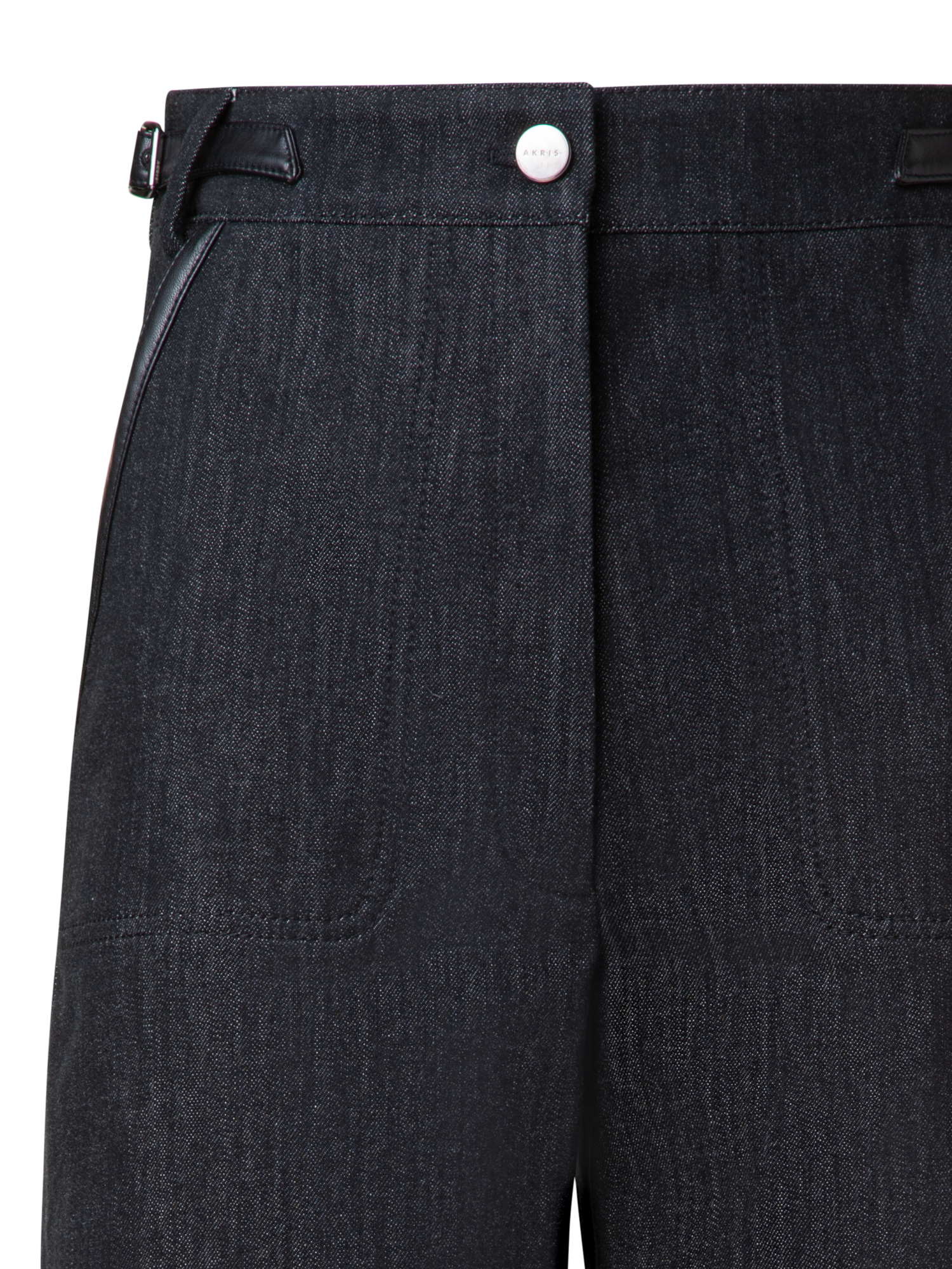 Designer Cotton Denim Stretch Long Bermuda Shorts - black