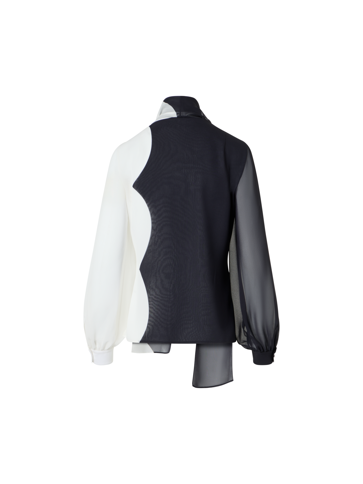 Designer Silk Blouse with Volume Sleeves - multicolor