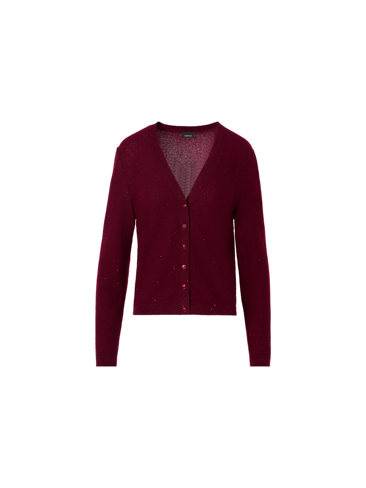 Designer Cashmere Lamé Cardigan with Fine Sequins - red