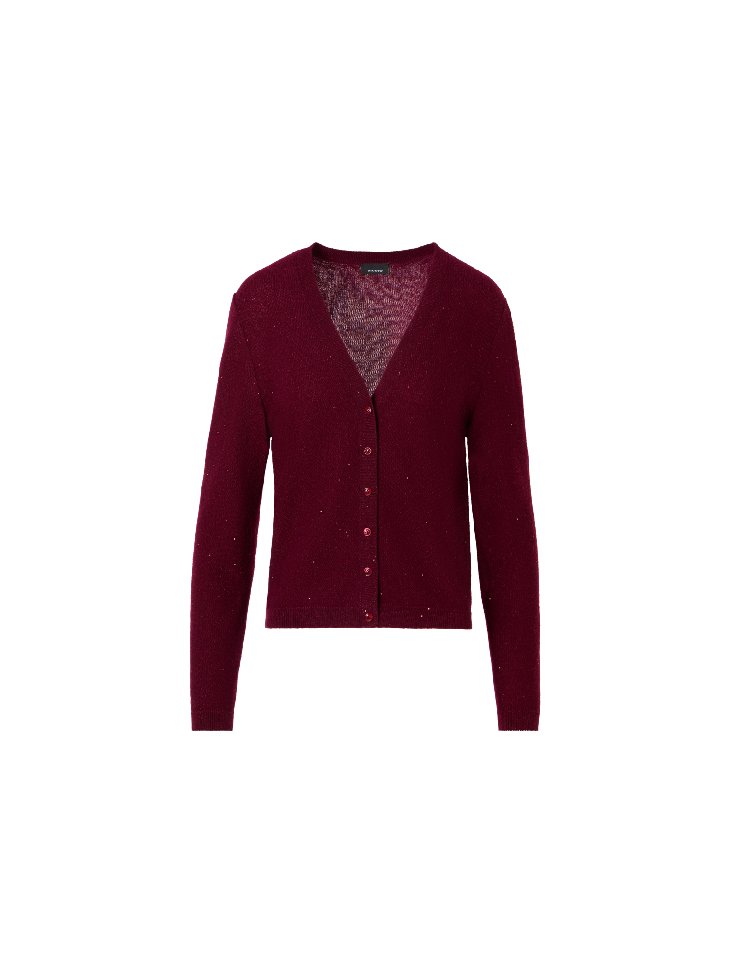 Designer Cashmere Lamé Cardigan with Fine Sequins - red