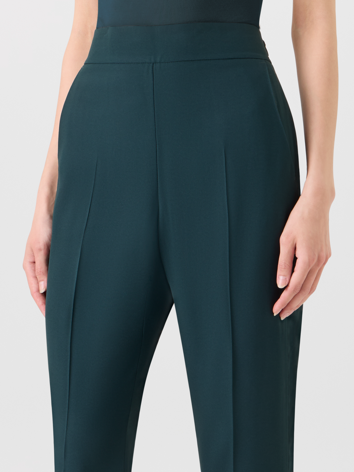 Designer Tapered Pants with Elastic Waist - green #editorial
