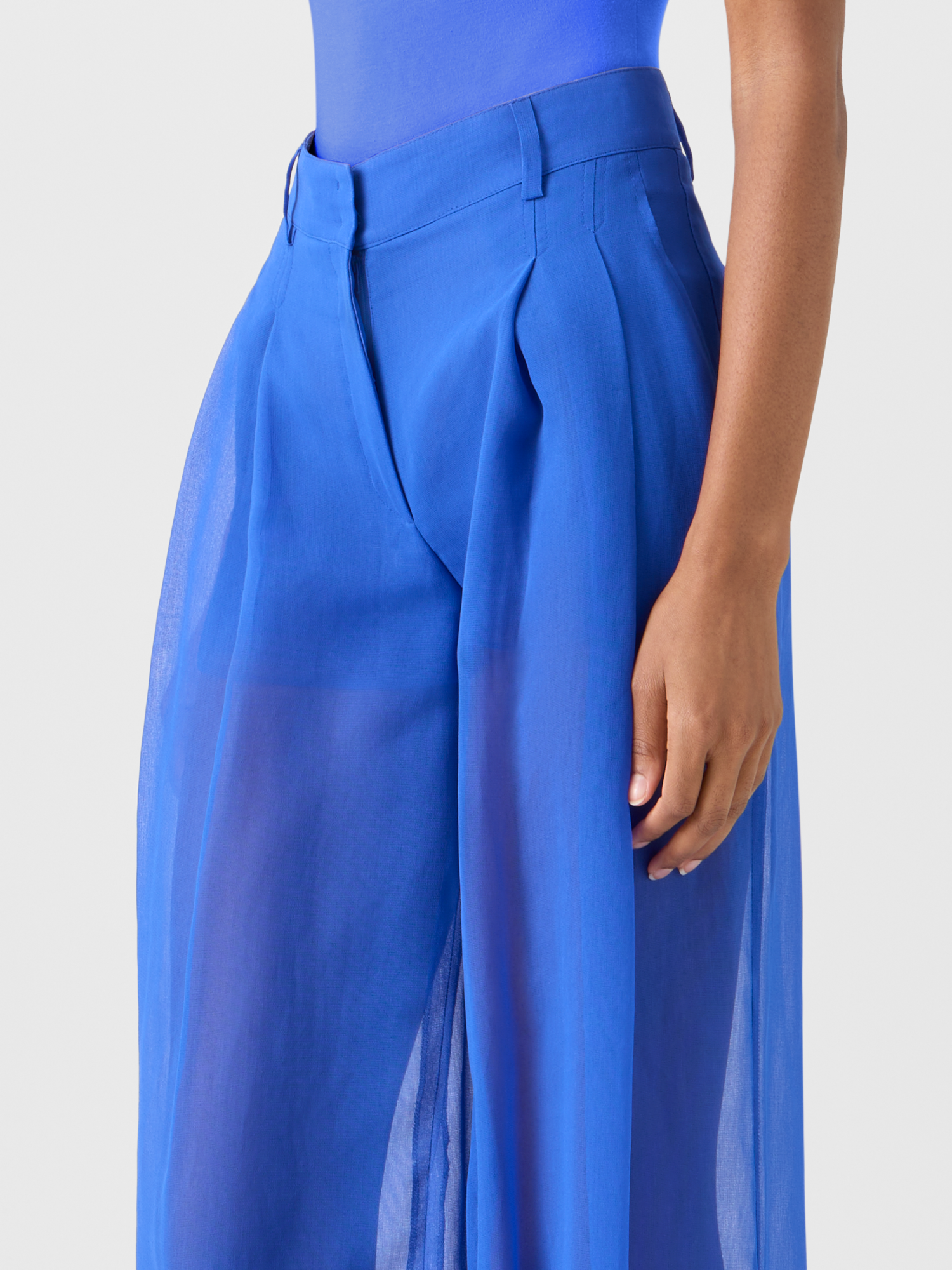 Designer Cassie Wide Sheer Pants in Silk Organza