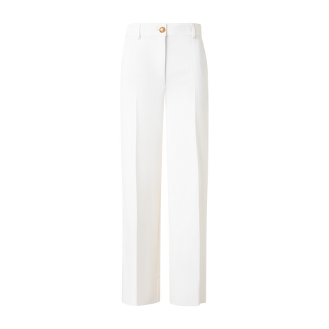 Cropped Wide Cotton Denim Stretch Pants