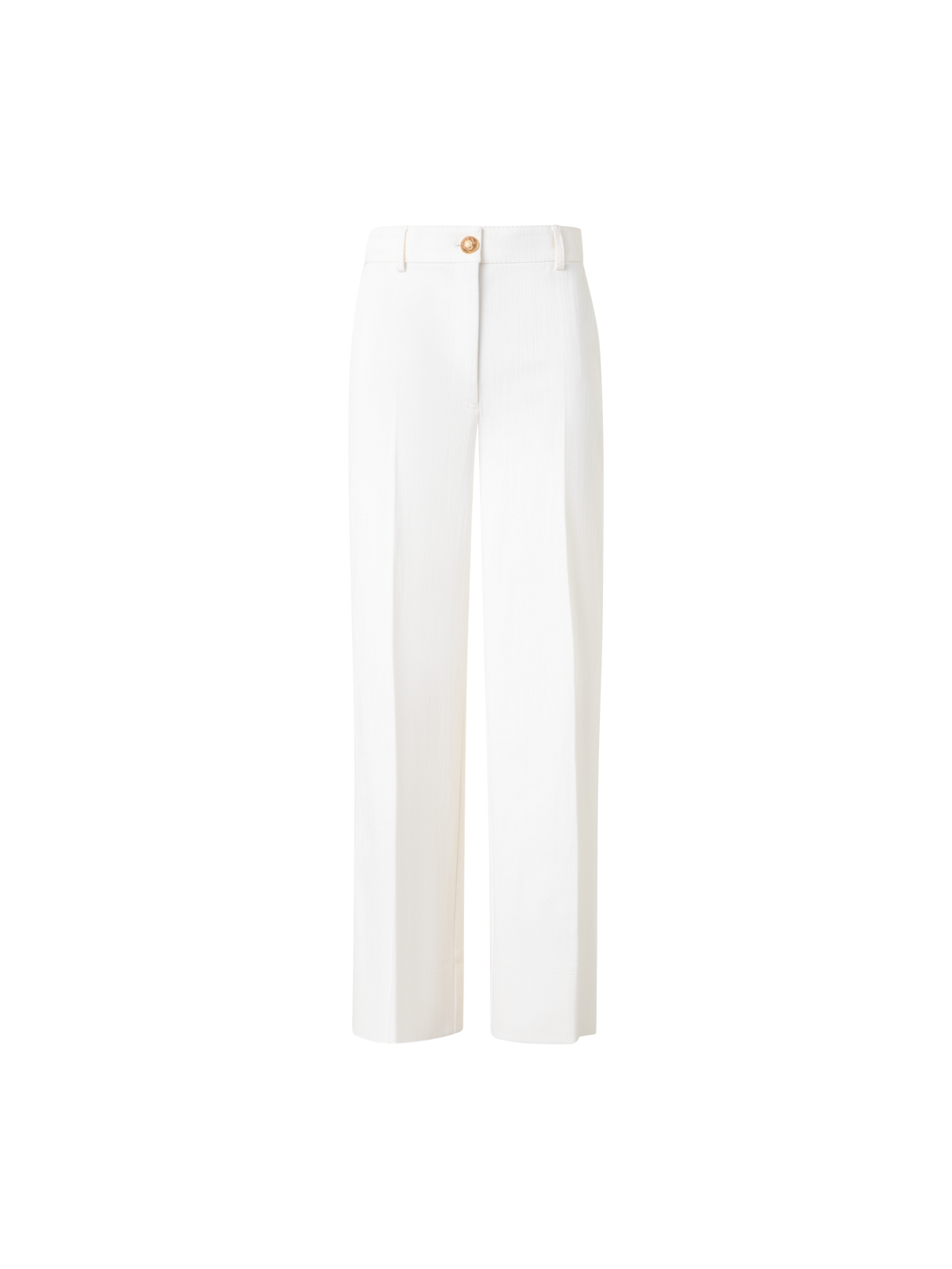 Designer Cropped Wide Cotton Denim Stretch Pants - neutral - ecru - white