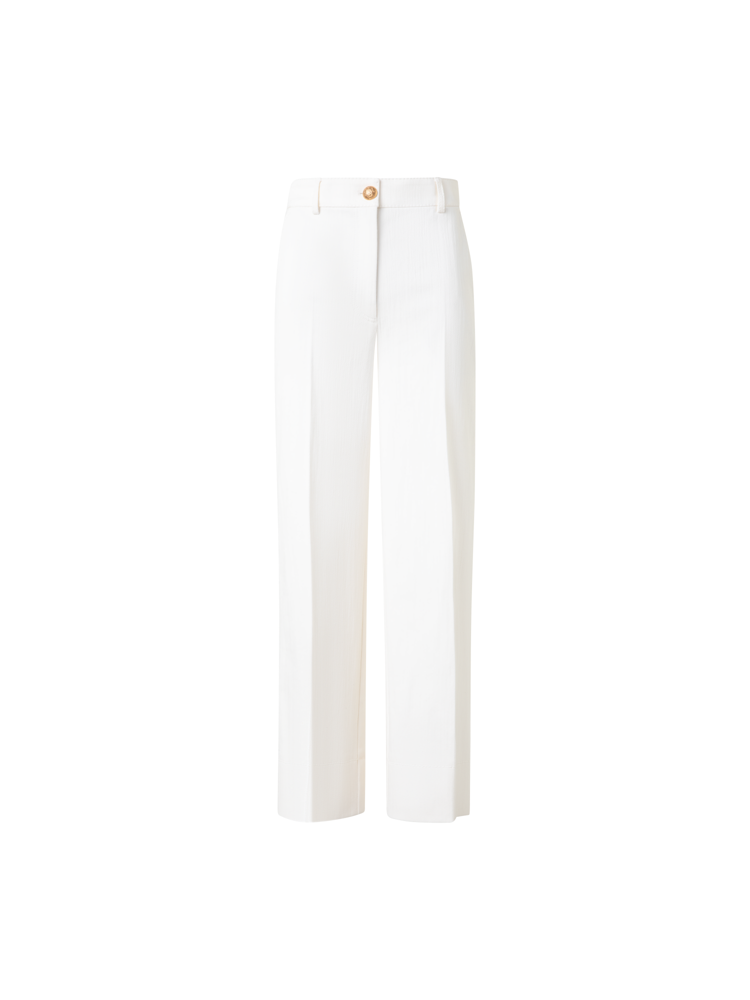 Designer Cropped Wide Cotton Denim Stretch Pants - neutral - ecru - white