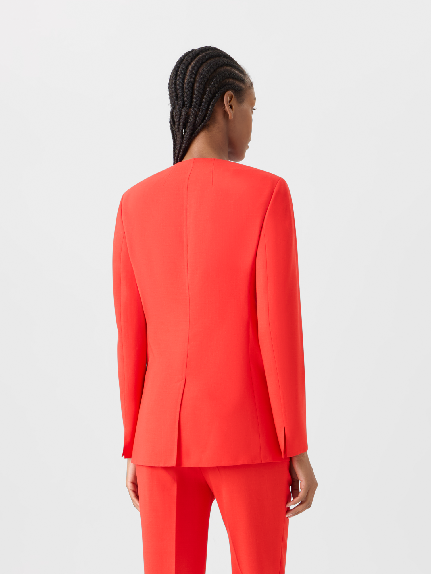 Designer Hemil Fitted Jacket with Polygon Patchwork - red