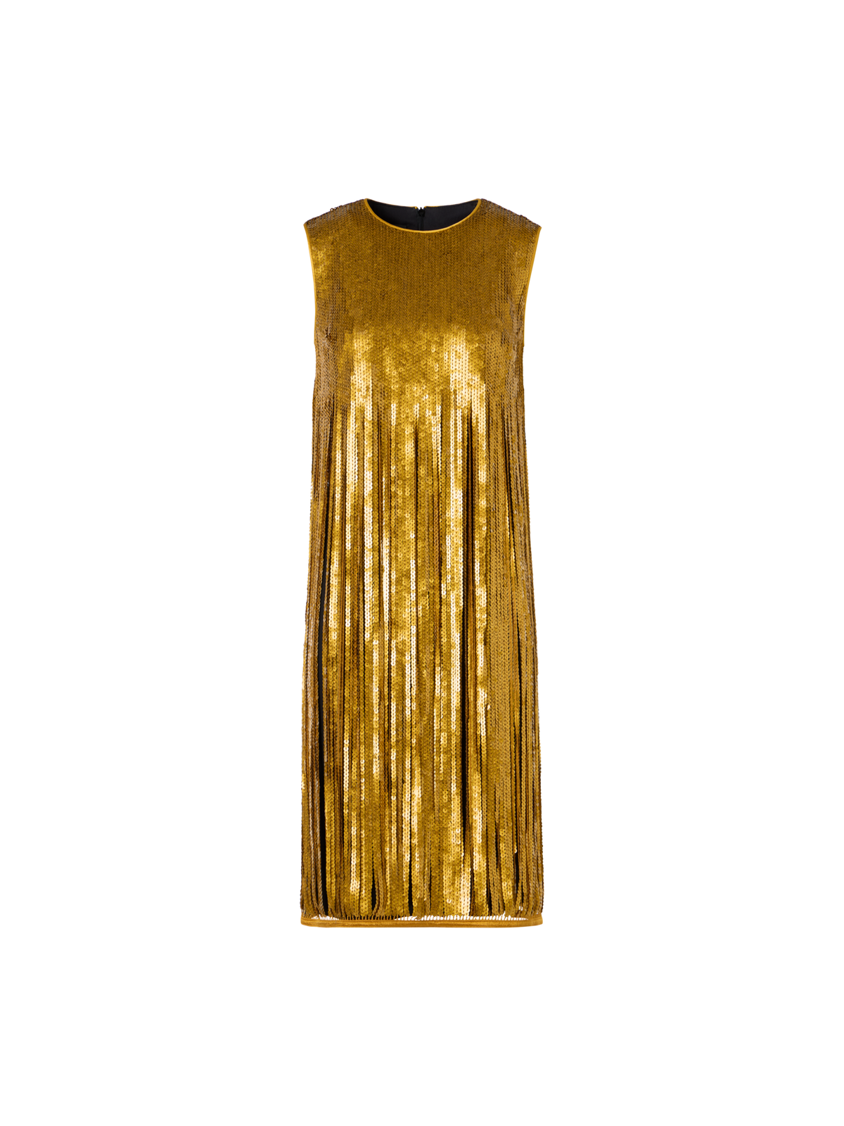Designer Sequin Fringe Mini Dress - gold