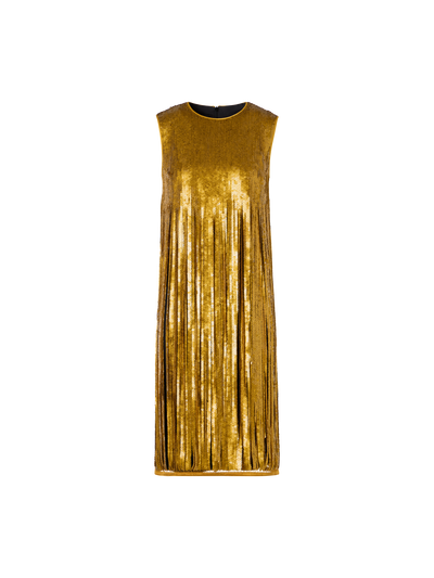 Designer Sequin Fringe Mini Dress - gold