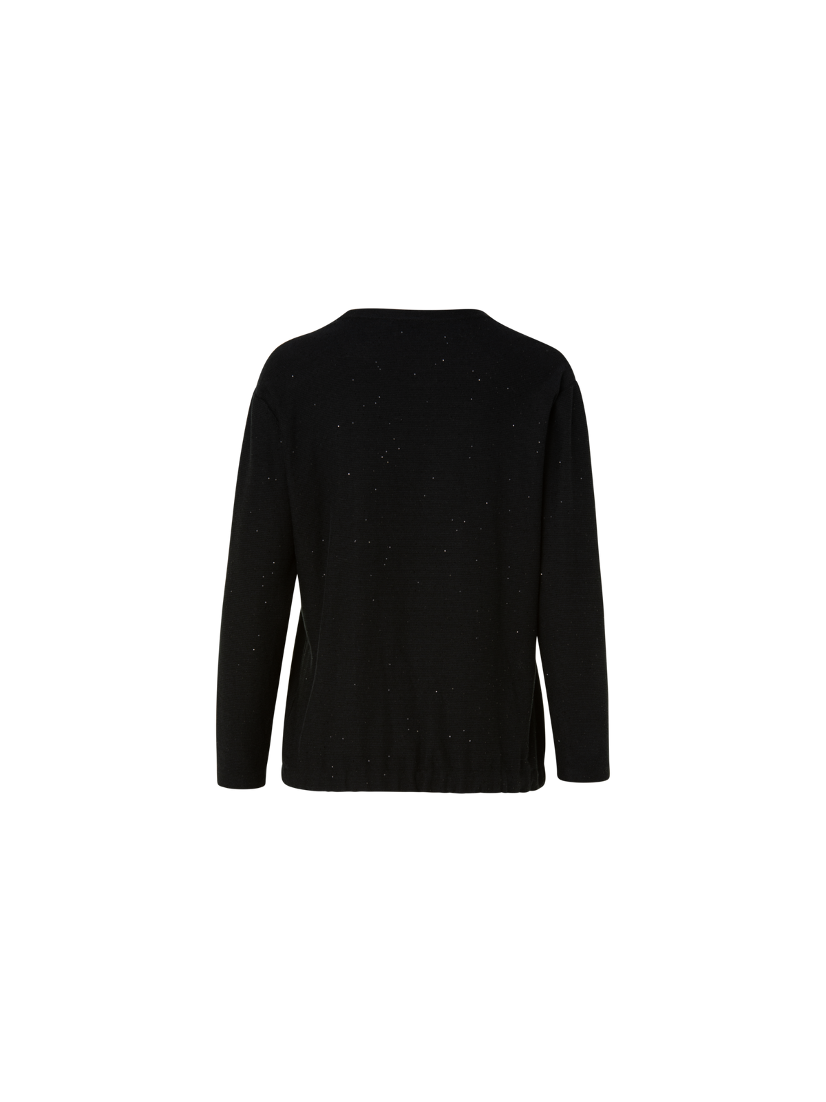 Designer Oversized Linen Blend Pullover with Fine Sequins and Drawstring Hem - black
