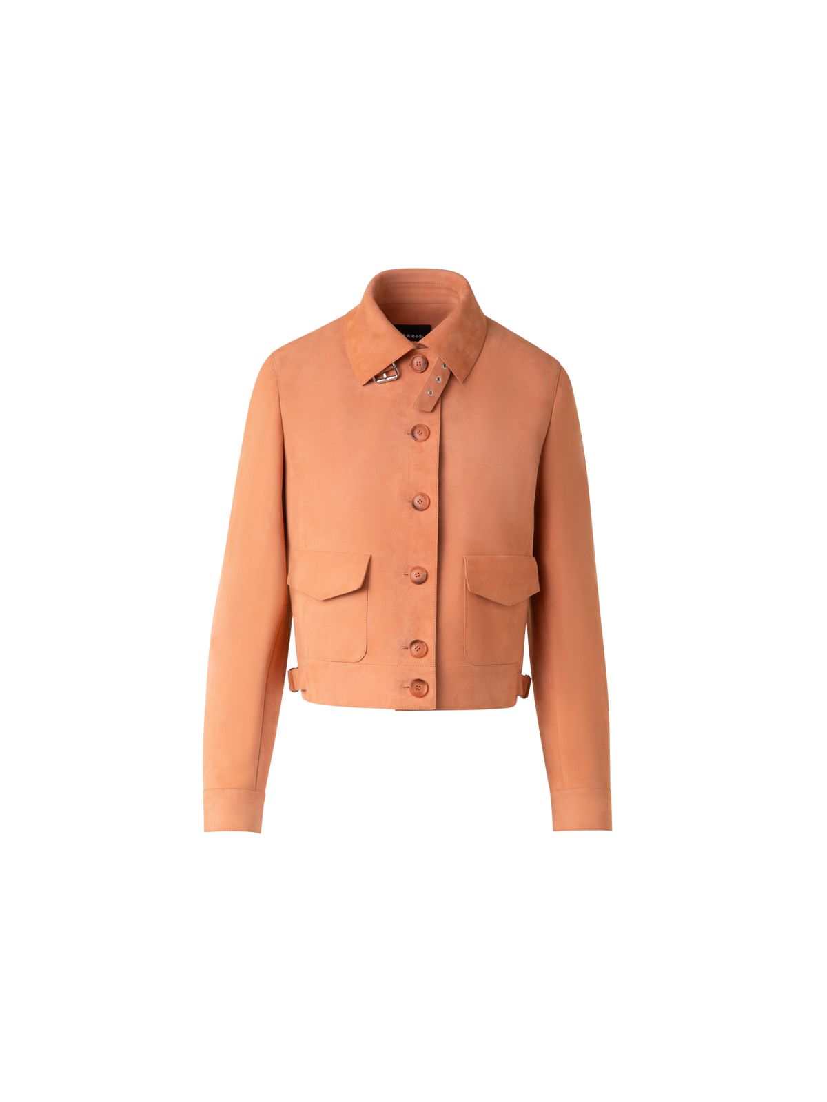 Designer Leather Bomber Jacket - pastel - beige - orange