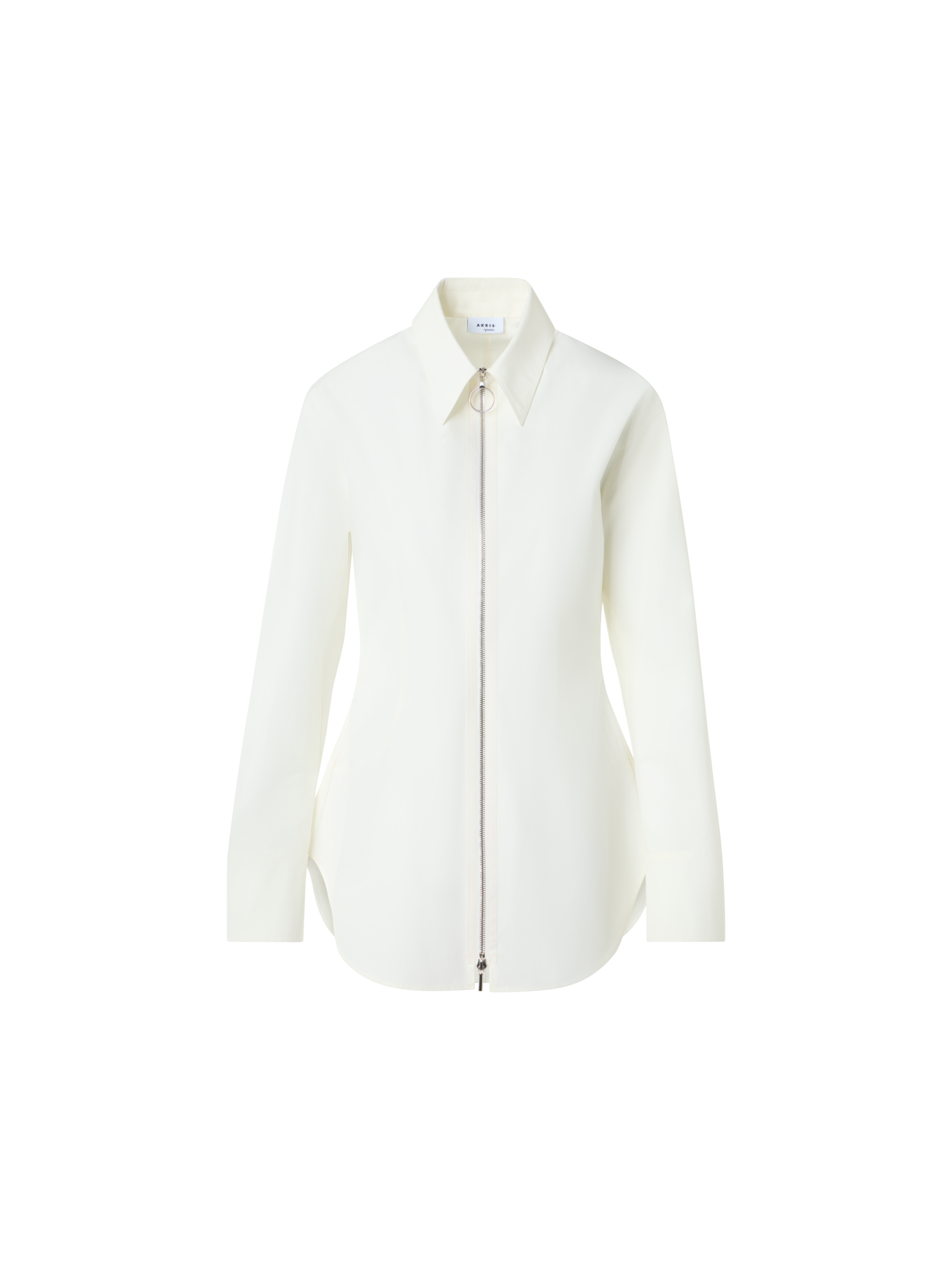 Designer Cinched Cotton Poplin Zip Blouse - ecru