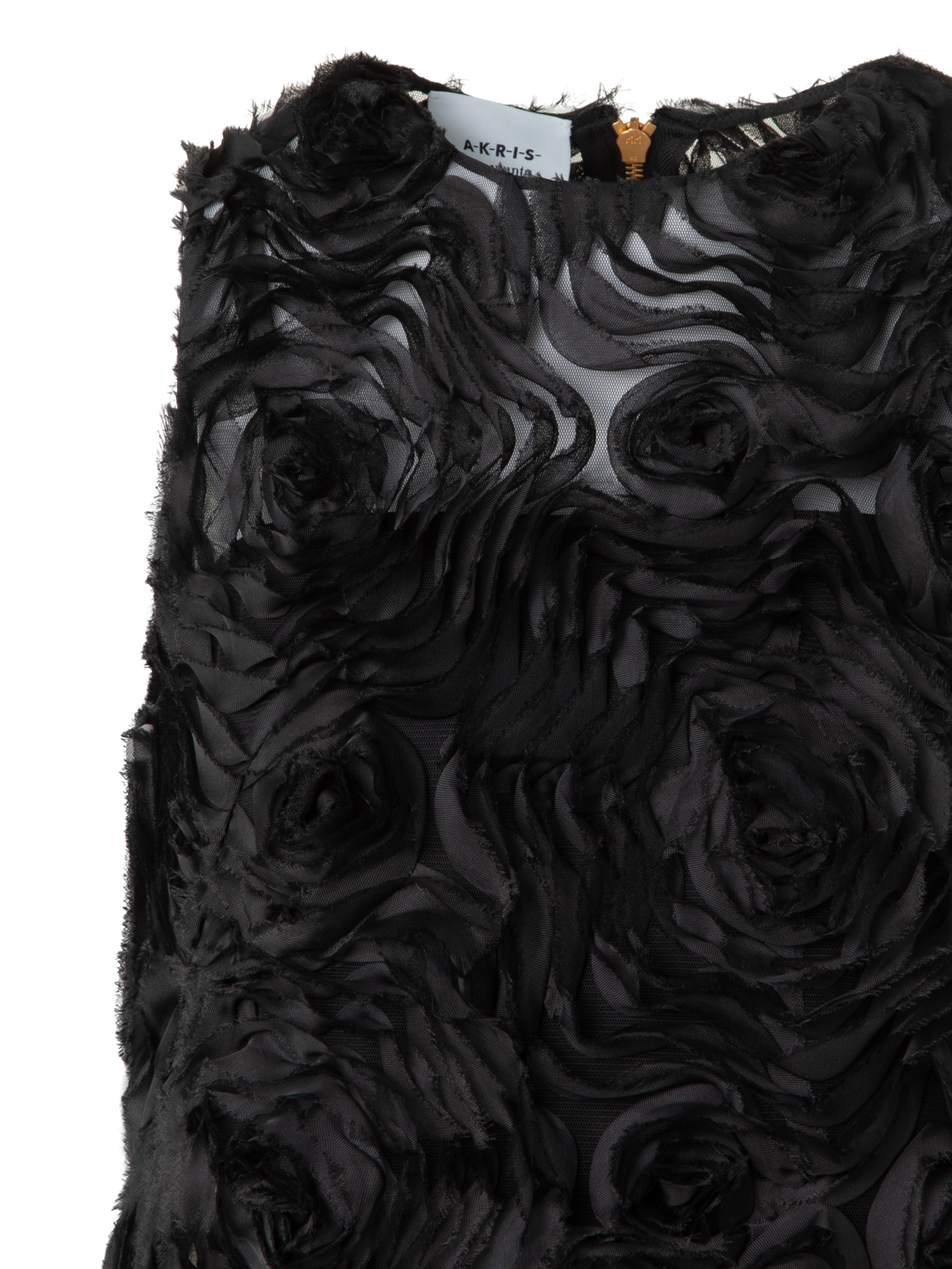 Designer Cocktail Dress with 3D Carnation Embroidery - black