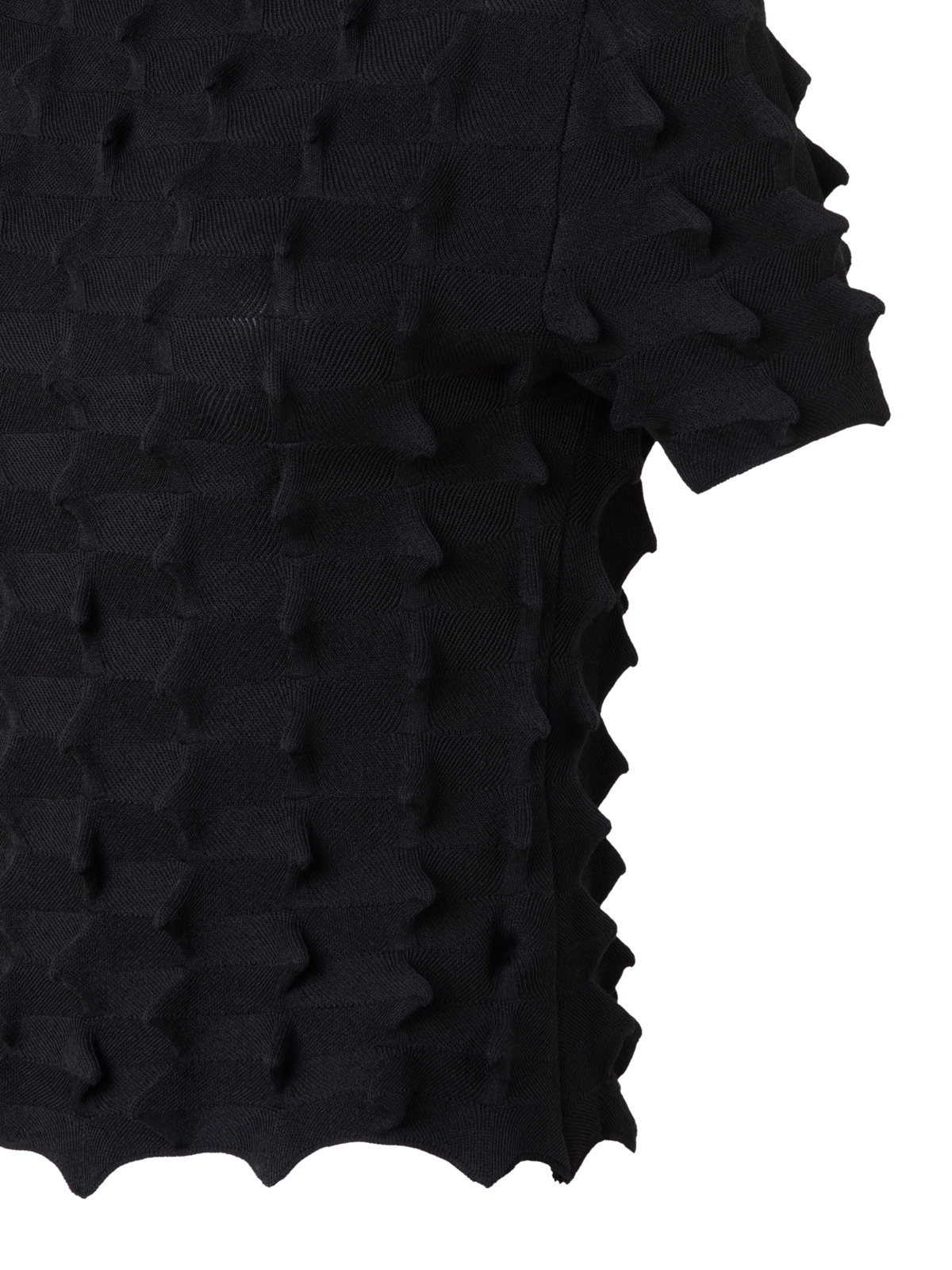 Designer Short Sleeves Sweater in 3D Sail Look - black