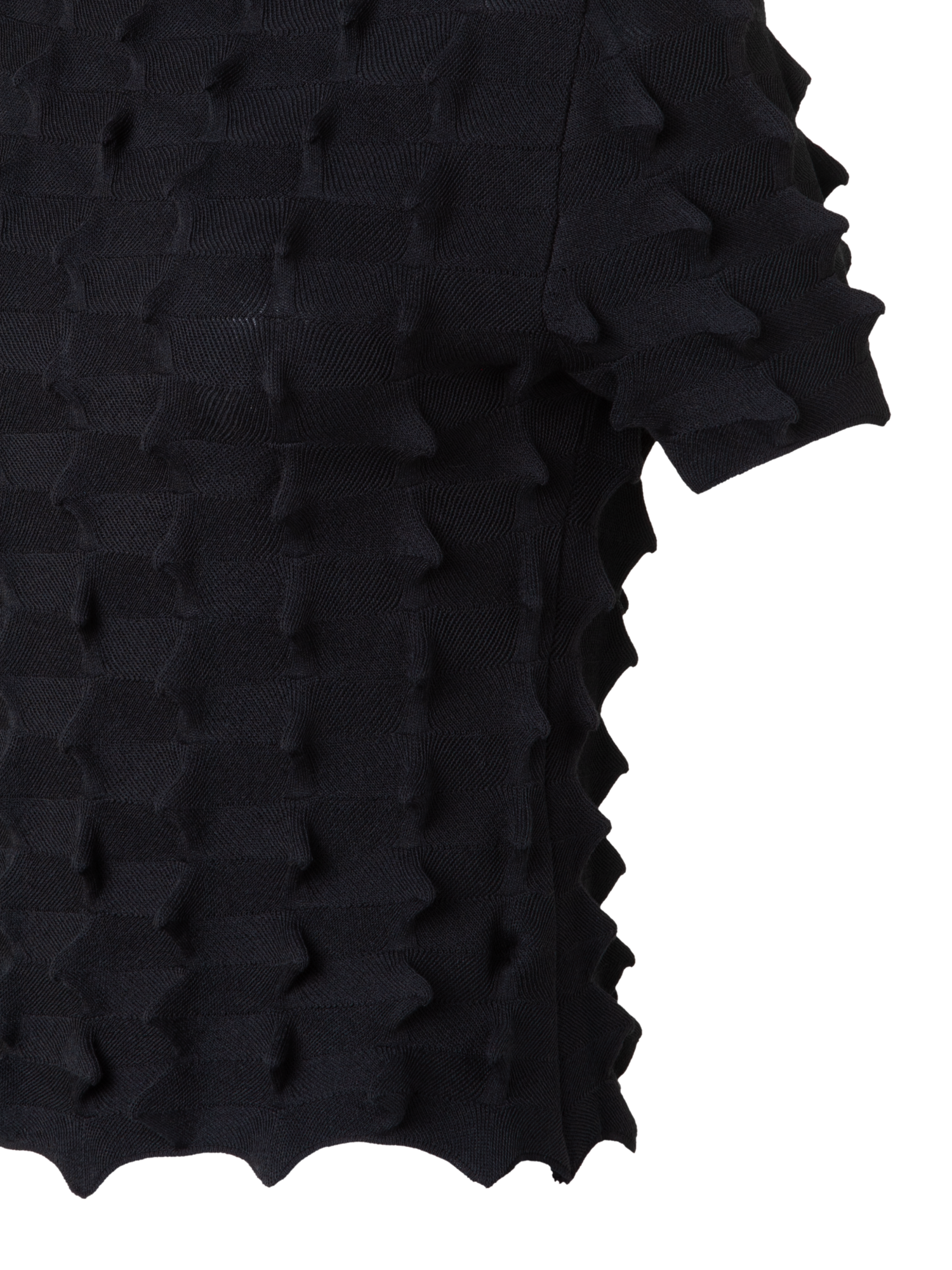 Designer Short Sleeves Sweater in 3D Sail Look - black