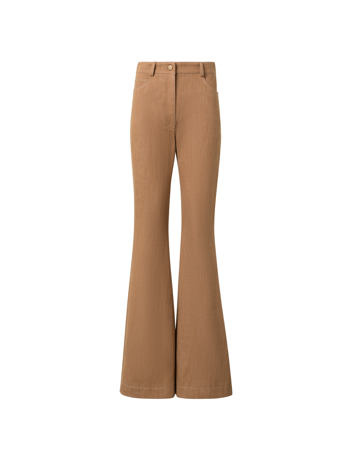 Designer Flared Cotton Wool Denim Pants - brown