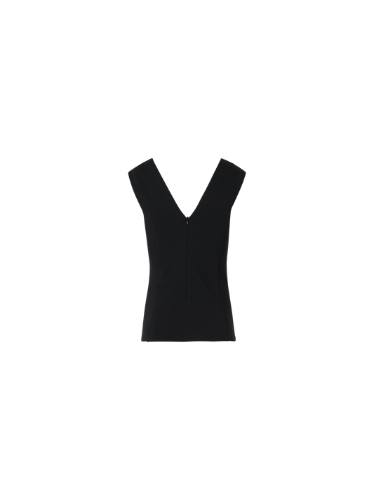 Designer V-Neck Top in Signature Jersey - black