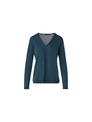 Designer Seamless Cashmere Silk V-Neck Sweater - green