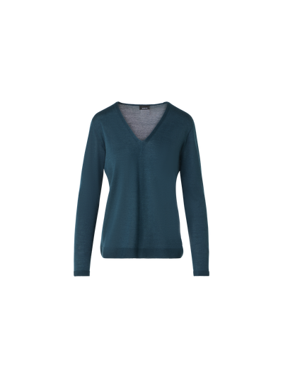Designer Seamless Cashmere Silk V-Neck Sweater - green