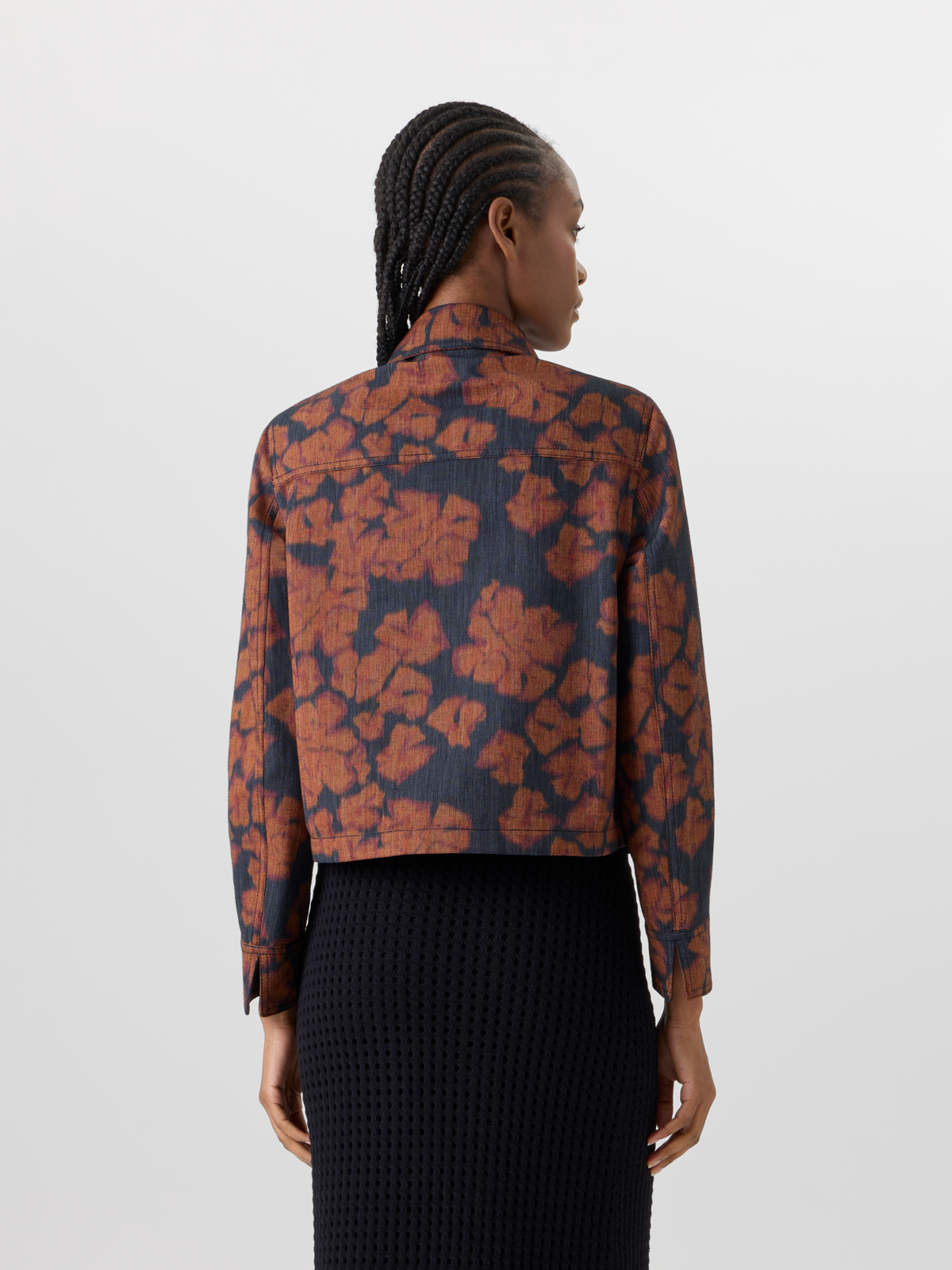 Designer Long-Sleeve Ikat Flower Short Jacket - multicolor 