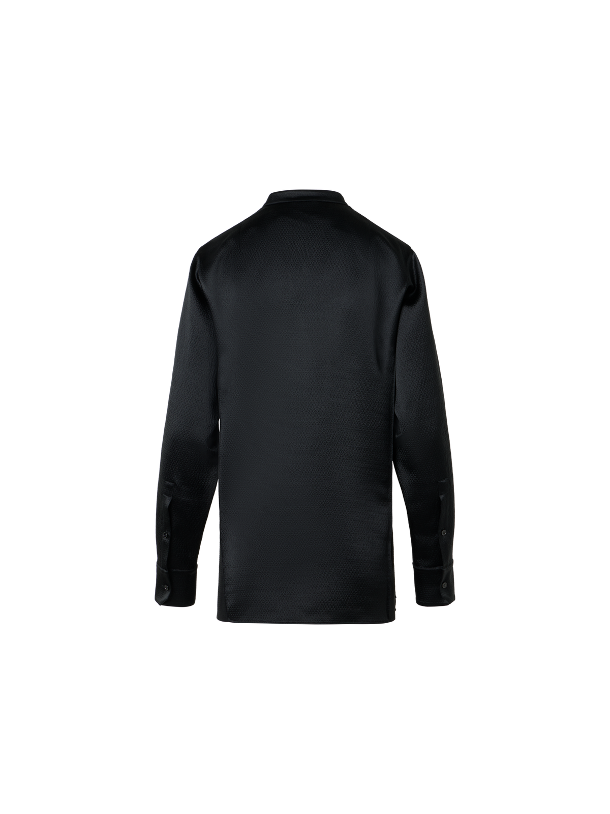 Designer Sleek Tunic Blouse in Hammered Silk Wool Satin - black