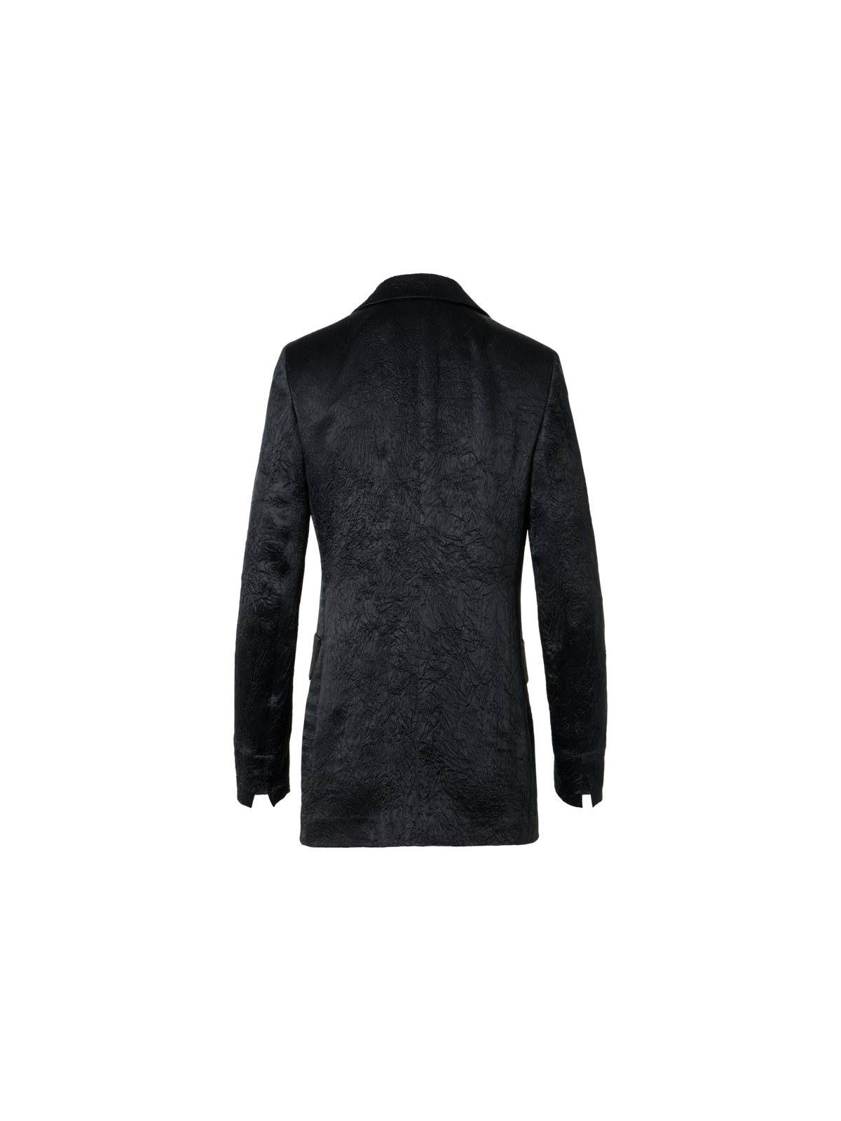 Designer Crinkled Satin Boyfriend Jacket - black
