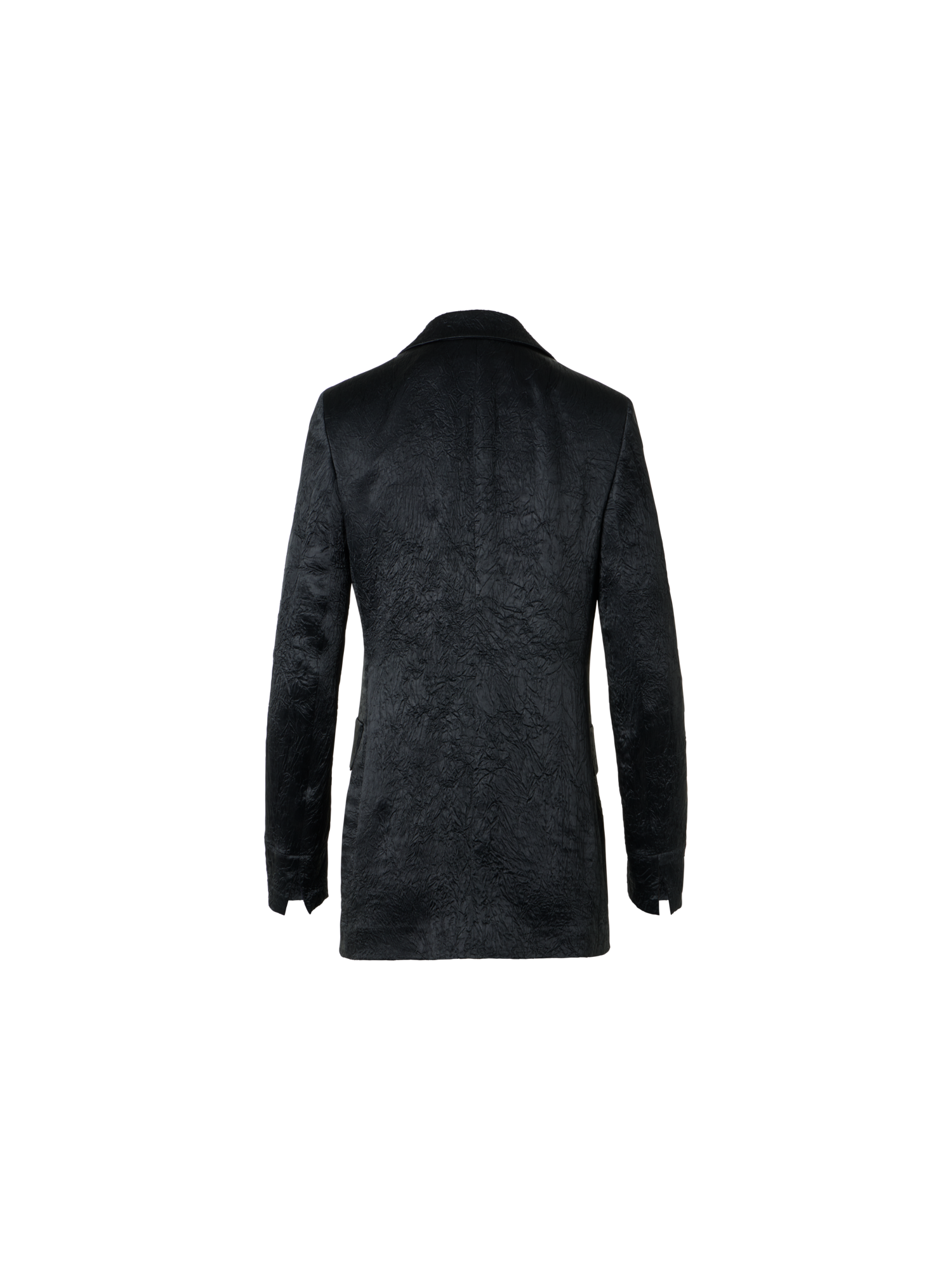 Designer Crinkled Satin Boyfriend Jacket - black