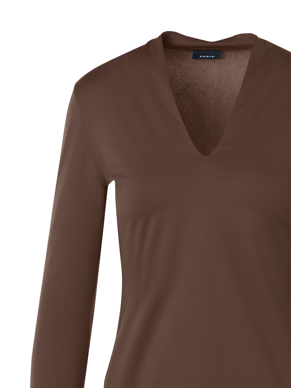 Designer Cotton Stretch Jersey V-Neck Shirt - brown