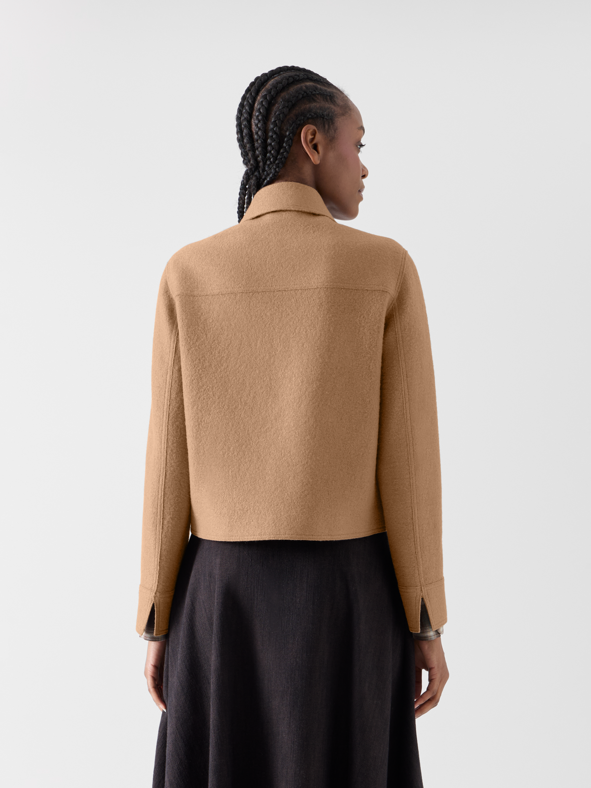 Designer Denim Style Jacket in Boiled Wool - brown 