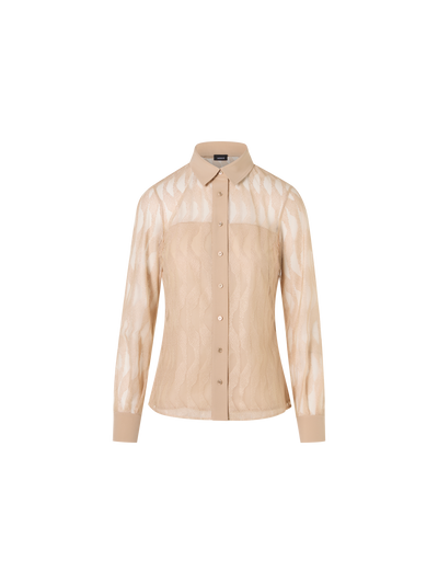 Designer Long-Sleeve High Plains Blouse - beige