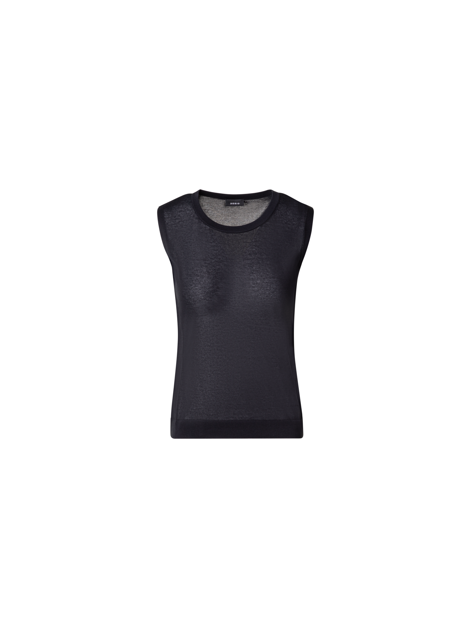 Designer Semi-Transparent Knit Top in Cotton Blend - black