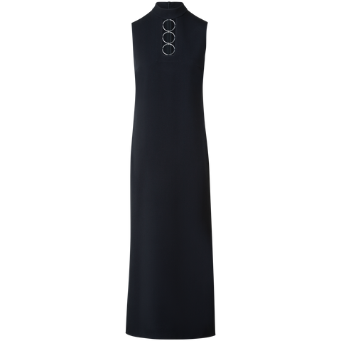 Tricotine Midi Shift Dress with Metal Rings