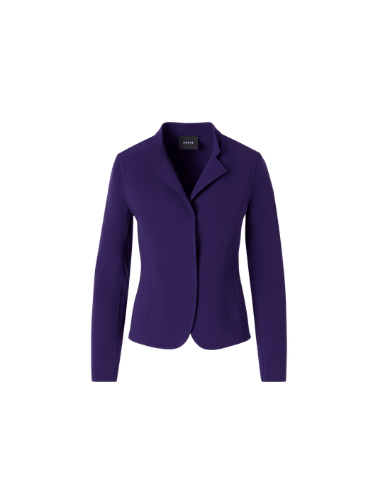 Designer Hamer Short Jacket in Bi-Stretch Wool Double-Face - purple