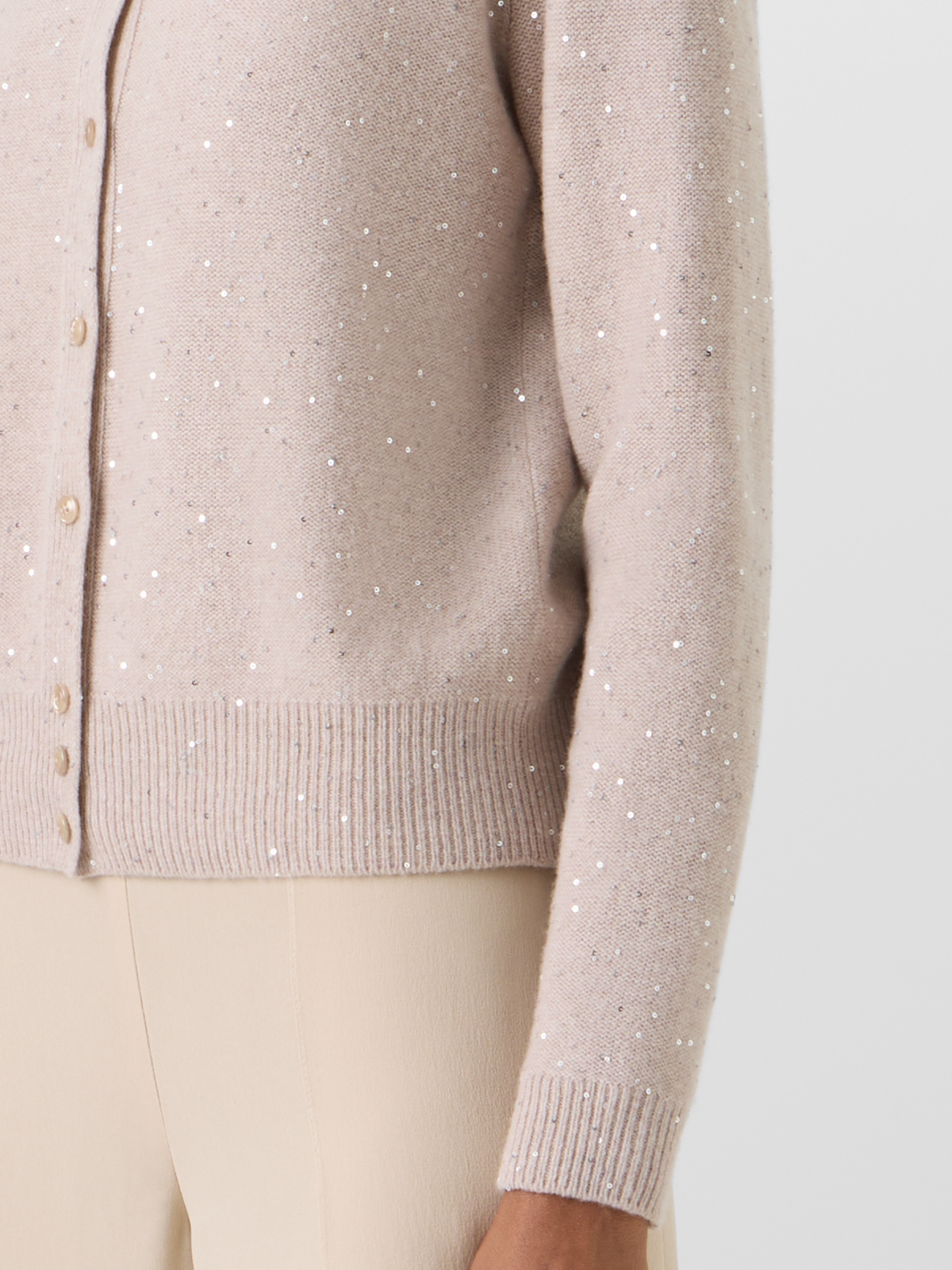 Designer Long-Sleeve Wool-Cashmere Knit Cardigan - beige #editorial