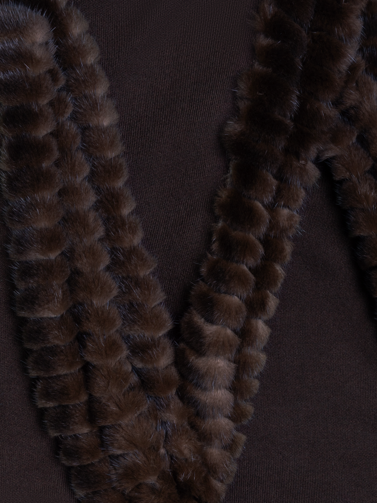 Designer Cashmere Silk Scarf with Mink Trim - brown