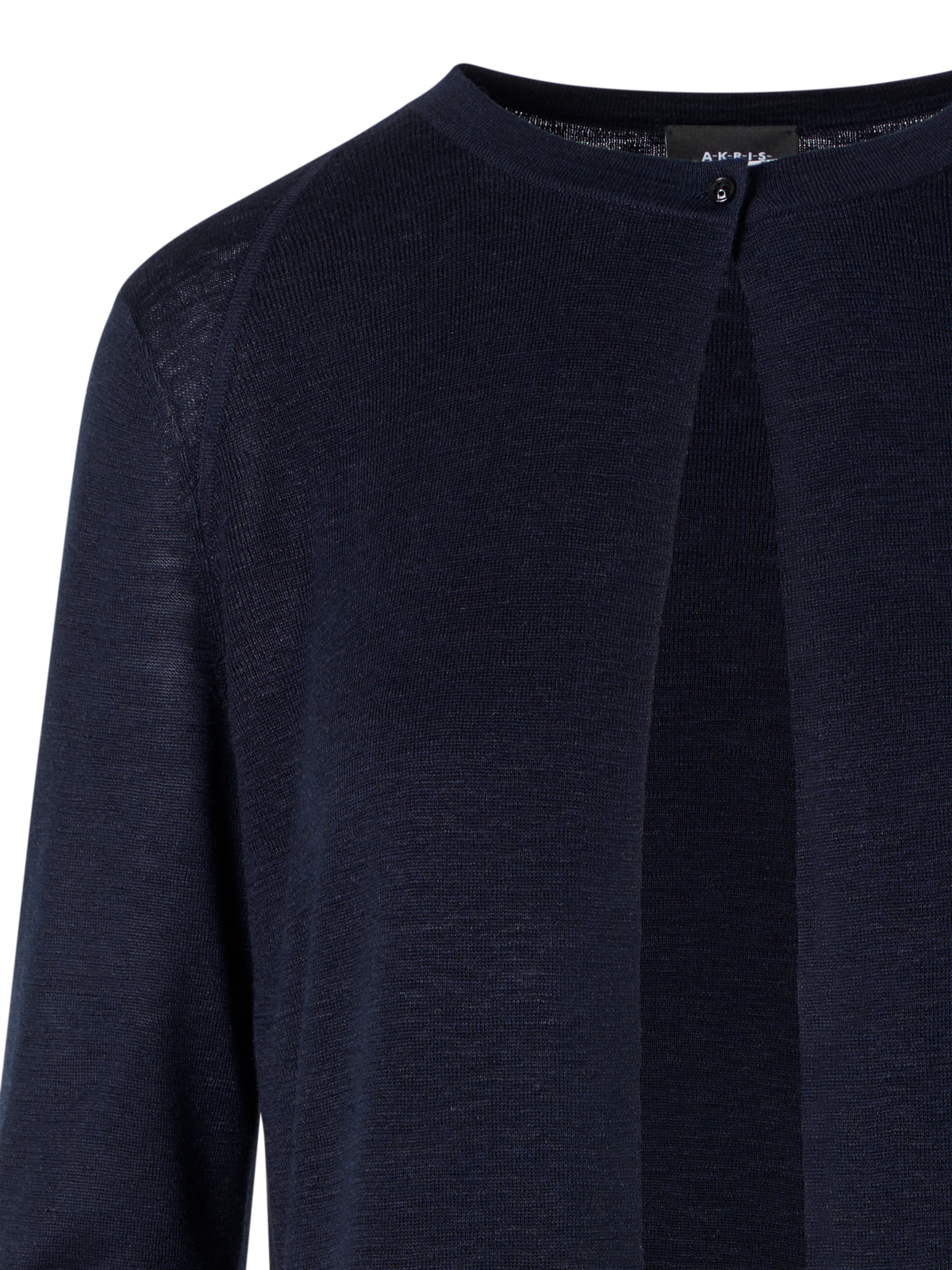 Designer Long-Sleeve Linen-Silk Knit Coat - navy