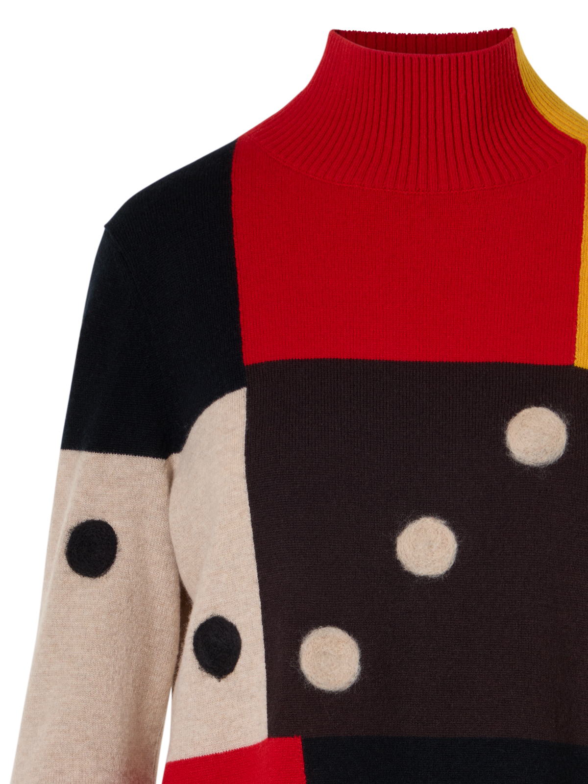 Designer Dice Intarsia Colorblock Wool Cashmere Sweater - multicolor