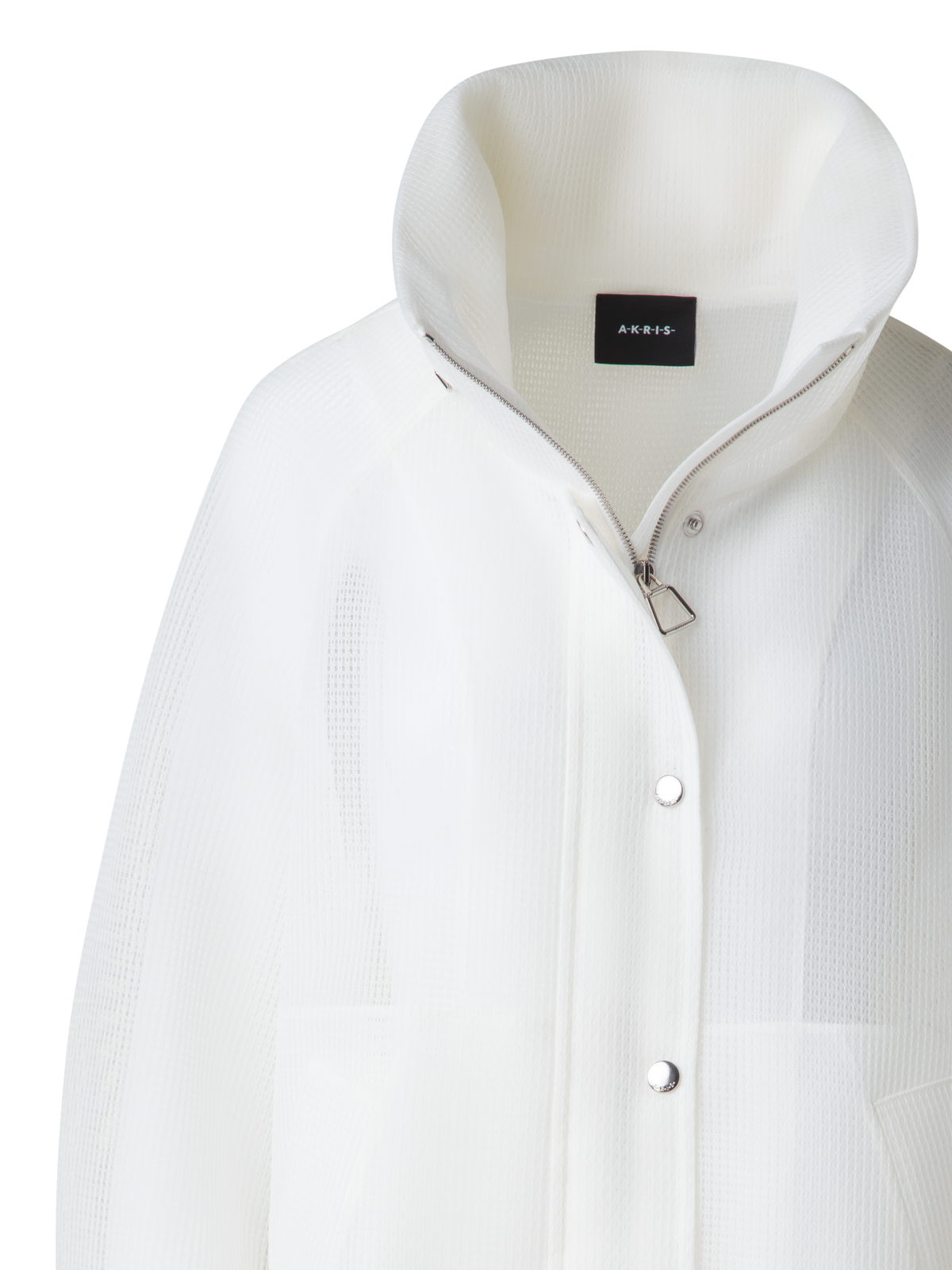 Designer Water Repellent Parka in Sheer Techno-Grid - neutral - white