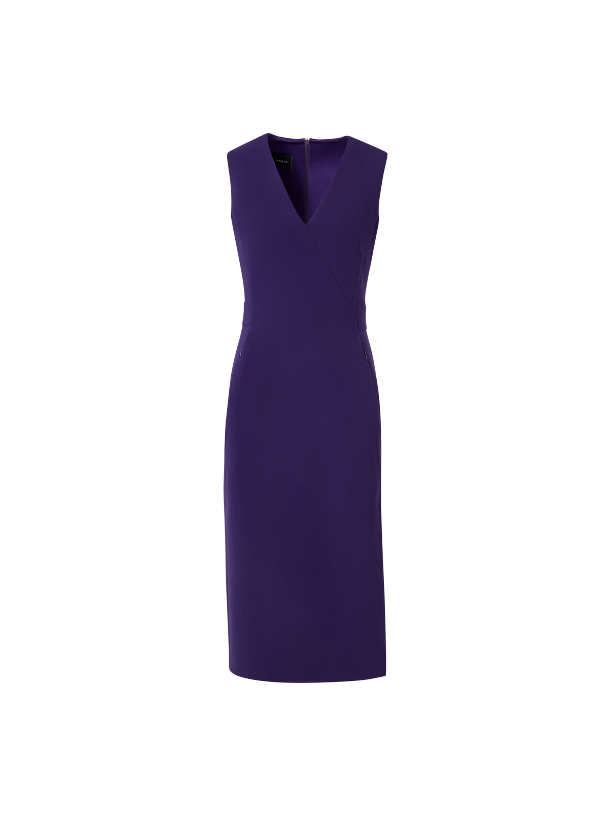 Designer Sleeveless Bi-Stretch Wool Double-Face Shift Dress - purple