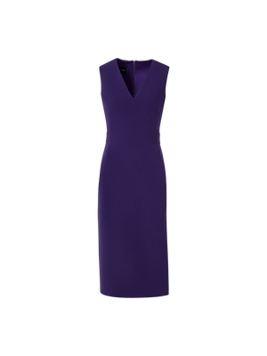 Designer Sleeveless Bi-Stretch Wool Double-Face Shift Dress - purple